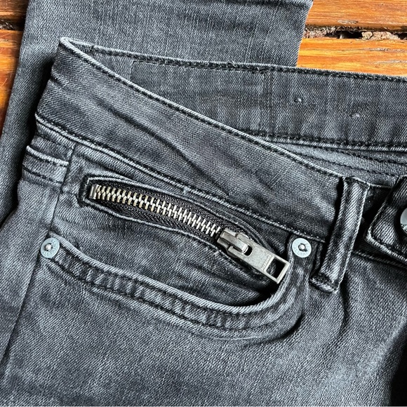 All Saints Moto Biker Skinny Jeans Size 28 Washed Black - Picture 6 of 13